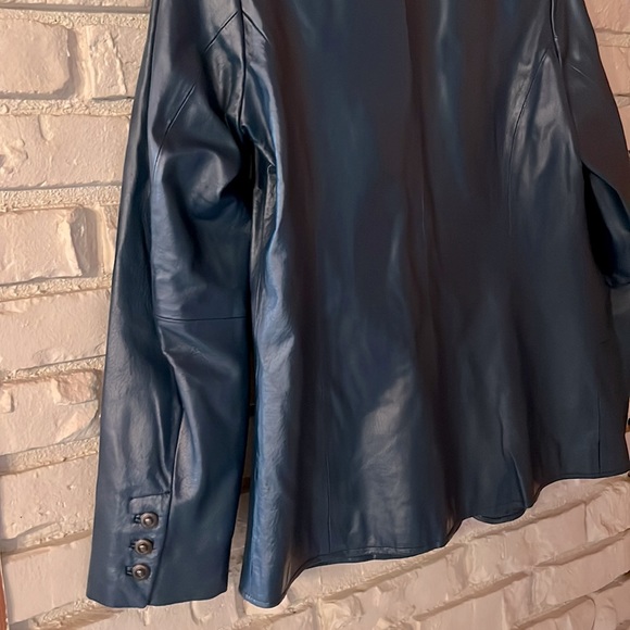 Vintage DENIM & CO Blue Leather Blazer - Picture 9 of 9